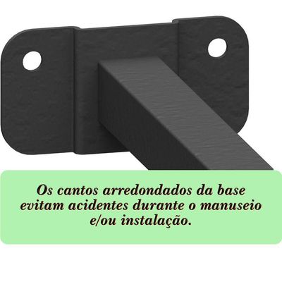 Suporte Refletor Base Reta Braço 40 Cm Preto
