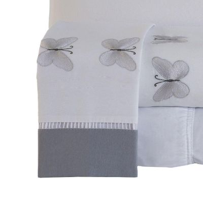 Jogo Lençol Butterfly Queen Bordado 4 Pçs Branco