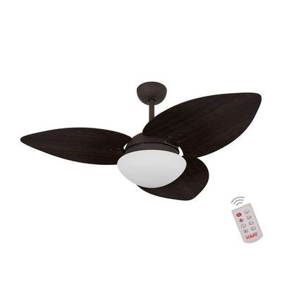 Ventilador De Teto Marrom 3 Pás 127v C/ Controle 110V