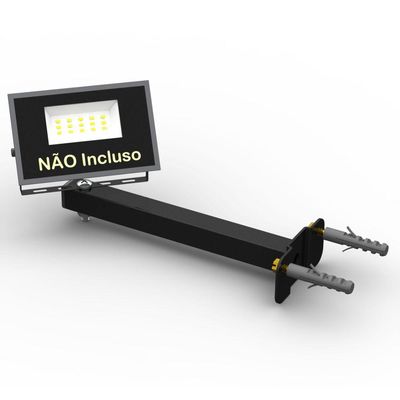Suporte Refletor Base Reta Braço 20 Cm Preto