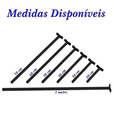 Suporte Refletor Base Reta Braço 20 Cm Preto