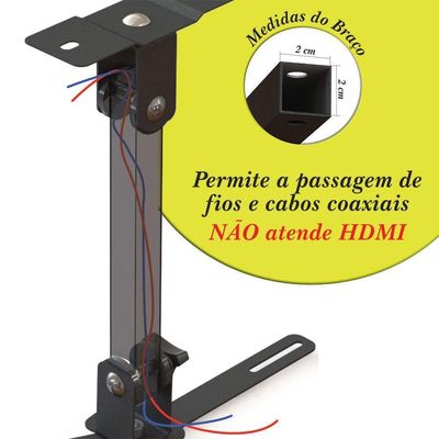 Suporte Projetor Datashow Teto Braço 20 Cm Preto