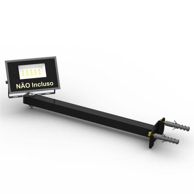 Suporte Refletor Base Reta Braço 30 Cm Preto