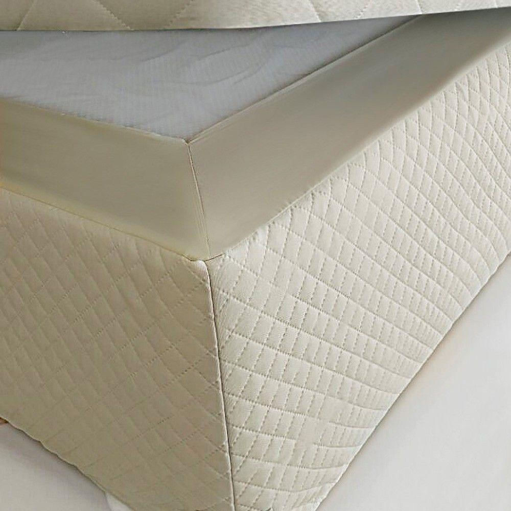 Saia Box Solteiro Olimpo Microfibra Matelassê - Bege