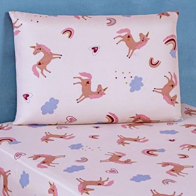 Jogo De Cama Lençol Bouti Infantil Kids Solteiro 02 Peças Unicórnio