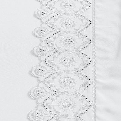 Jogo Cama Lençol Bouclê Solteiro Micro Percal 200 Fios C/ Laise Bordada 3 Peças - Branco Neve