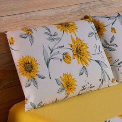Lençol Casal Em Malha Fio Penteado Algodão 4 Peças - Amarelo