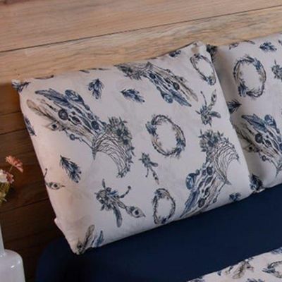 Lençol Queen Em Malha Fio Penteado Algodão 4 Peças - Azul