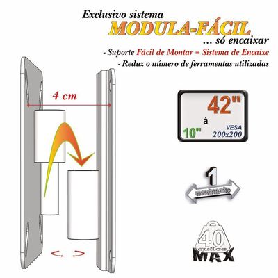 Suporte Tv 10" A 42" 200x200 1 Movimento - Preto