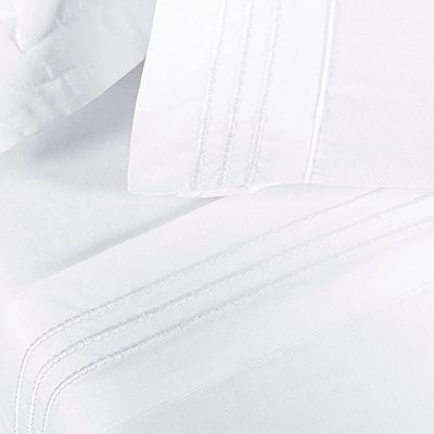 Jogo Cama Lençol Honore Queen Micro Percal 200 Fios C/ Detalhes Bordados 4 Peças - Branco Neve
