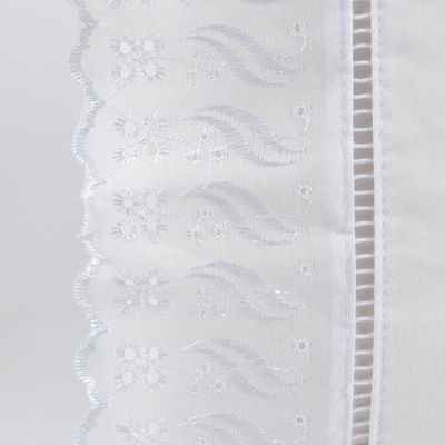 Jogo Cama Lençol Paris Queen Percal 180 Fios 100% Algodão Lese Bordada 4 Peças - Branco