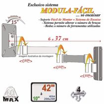 Suporte Tv 10" A 42" Vesa 200x200 4 Movimentos - Preto