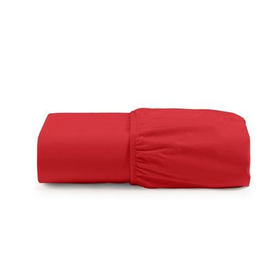 Lençol Cintilante Queen Percal 180 Fios 100% Algodão Com Elástico - Vermelho