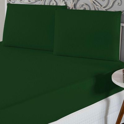 Jogo De Lençol Casal Padrão Malha 100% Algodão 3 Peças Cor Verde Bandeira