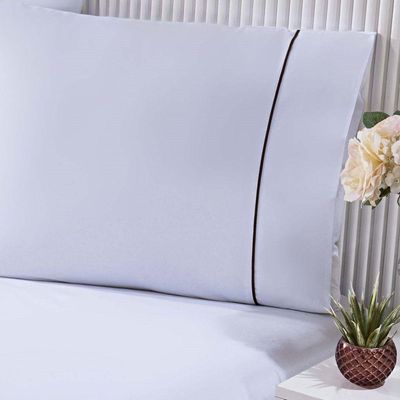Jogo De Cama Lençol 100% Algodão Percal 150 Fios King Gran Moratta 3 Peças Branco E Palha