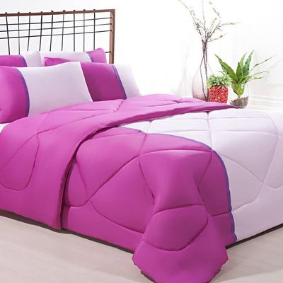 Enxoval Edredom + Jogo De Cama King Aconchego Premium 06 Peças Pink- Rosa Bebe