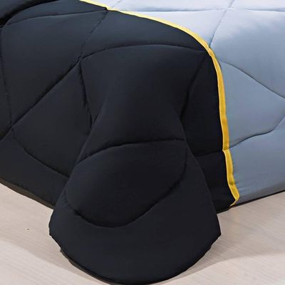 Enxoval Edredom + Jogo De Cama King Aconchego Premium 06 Peças Preto- Cinza