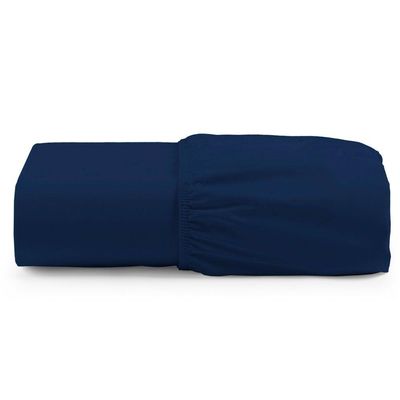 Lençol Unique Avulso De Baixo Solteiro Com Elástico Micro Percal 400 Fios - Azul Marinho