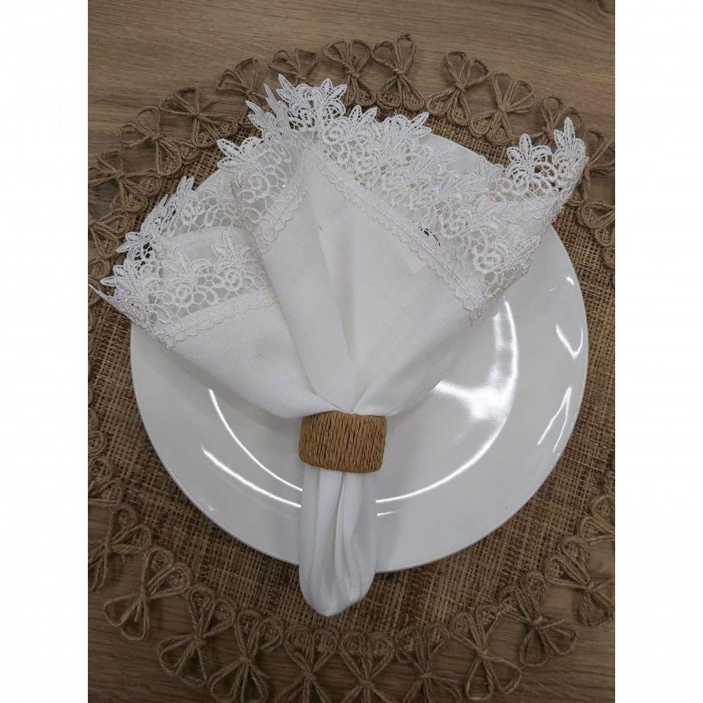Guardanapo Branco Com Renda 45x45cm