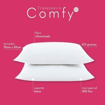 Kit 02 Travesseiros Comfy Suporte Baixo - Branco