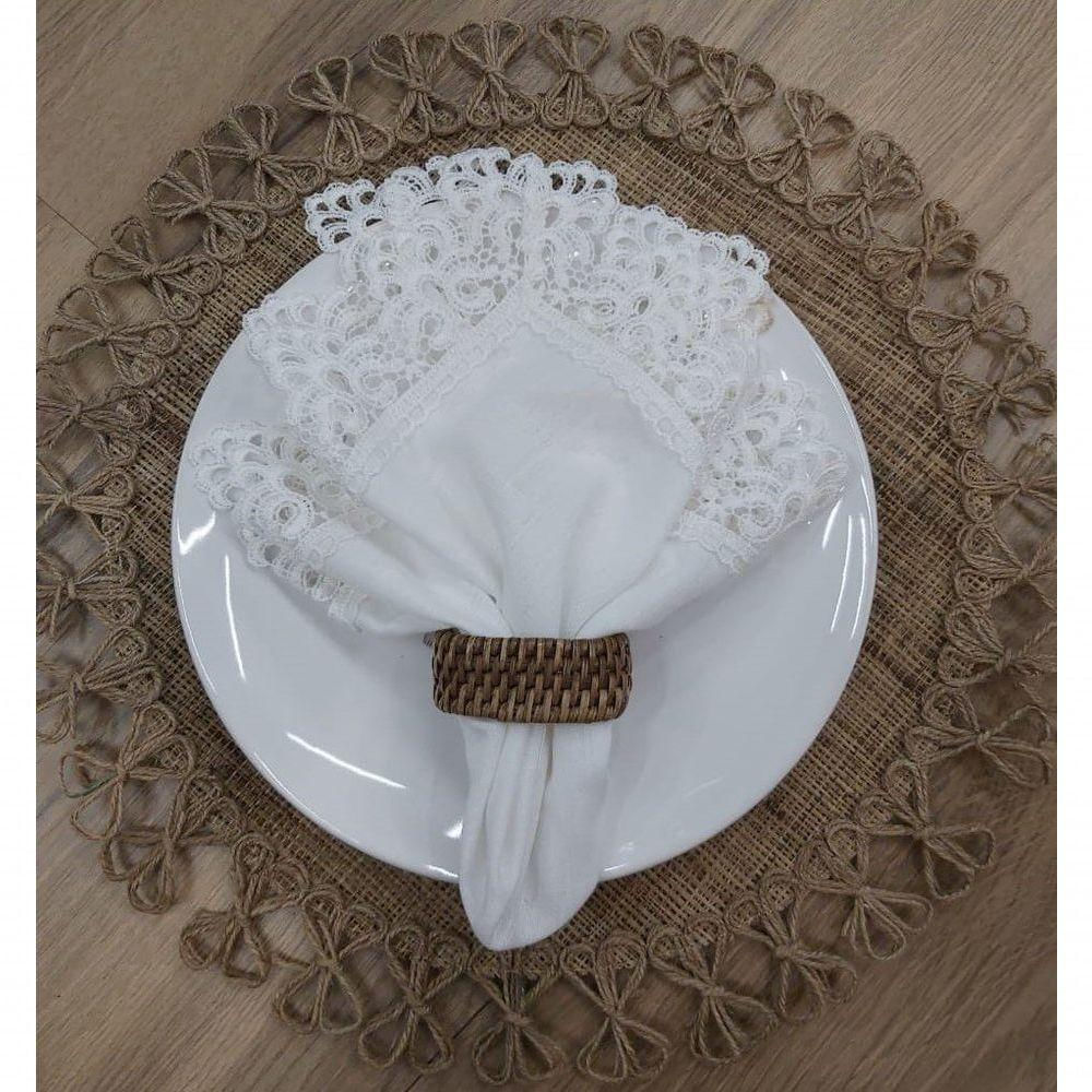 Guardanapo Com Renda Branco Pérola 45x45cm
