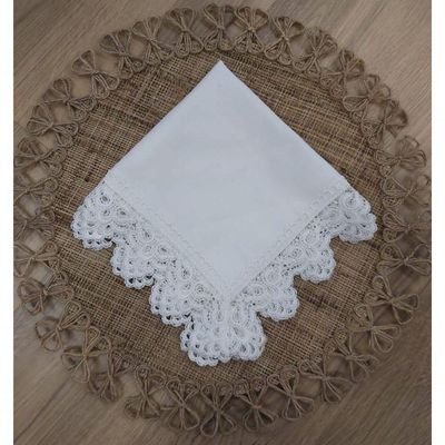 Guardanapo Com Renda Branco Pérola 45x45cm