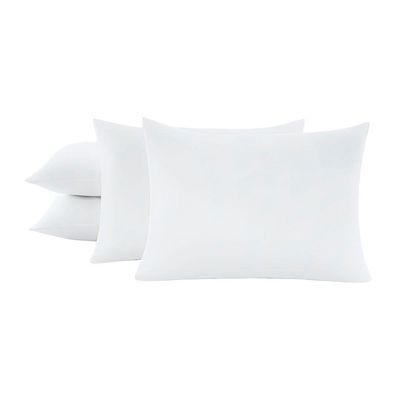 Kit 4 Travesseiros 50x70cm Antialérgico Lavável Fibra Siliconada Macio Confort - Branco