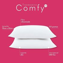 Kit 02 Travesseiros Comfy Suporte Alto - Branco