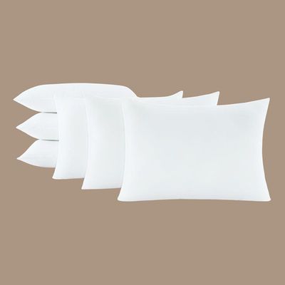 Kit 6 Travesseiros 50x70cm Antialérgico Lavável Fibra Siliconada Macio Confort - Branco