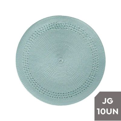 Kit 10 Lugar Americano Sousplat Poliester Verde Royal 38cm