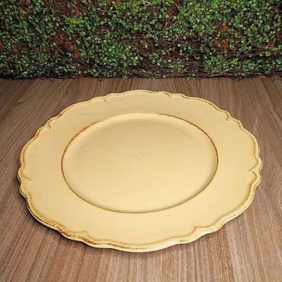 Sousplat Patinado De Plástico Moon Bege Lyor 33cm