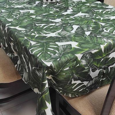 Toalha De Mesa Térmica Impermeável 1,50M X 1,50M Quadrada 4 Cadeiras - Floral Verde
