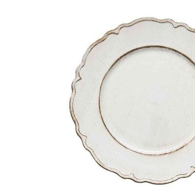 Sousplat Patinado Plástico Moon Branco Lyor 33cm