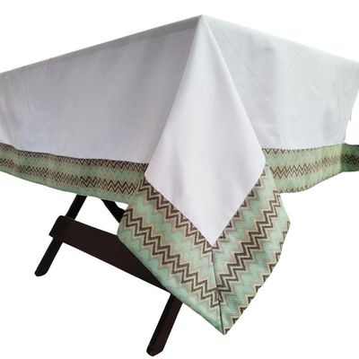 Toalha Mesa Gabardine Borda Jacquard 1,45x2,00 6 Lugares Branco