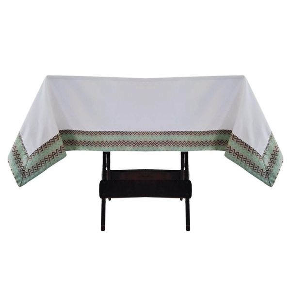 Toalha Mesa Gabardine Borda Jacquard 1,45x2,00 6 Lugares Branco