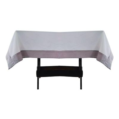 Toalha Mesa Gabardine Borda Linho 1,45x2,90 8 Lugares Branco