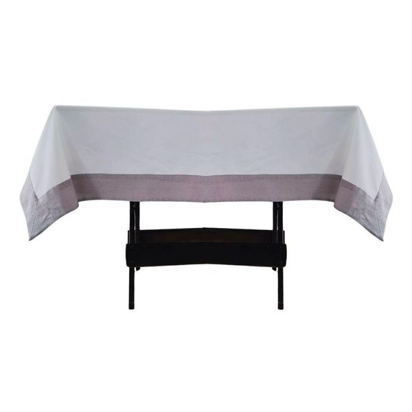 Toalha Mesa Gabardine Borda Linho 1,45x2,90 8 Lugares Branco