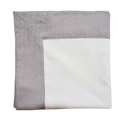 Toalha Mesa Gabardine Borda Linho 1,45x2,90 8 Lugares Branco