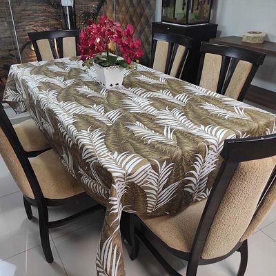 Toalha De Mesa Térmica Impermeável 1,50M X 2,50M Para Mesa 6 A 8 Cadeiras - Folhagem