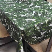 Toalha De Mesa Térmica Impermeável 1,50M X 3,00M Para Mesa 8 A 10 Cadeiras - Floral Verde