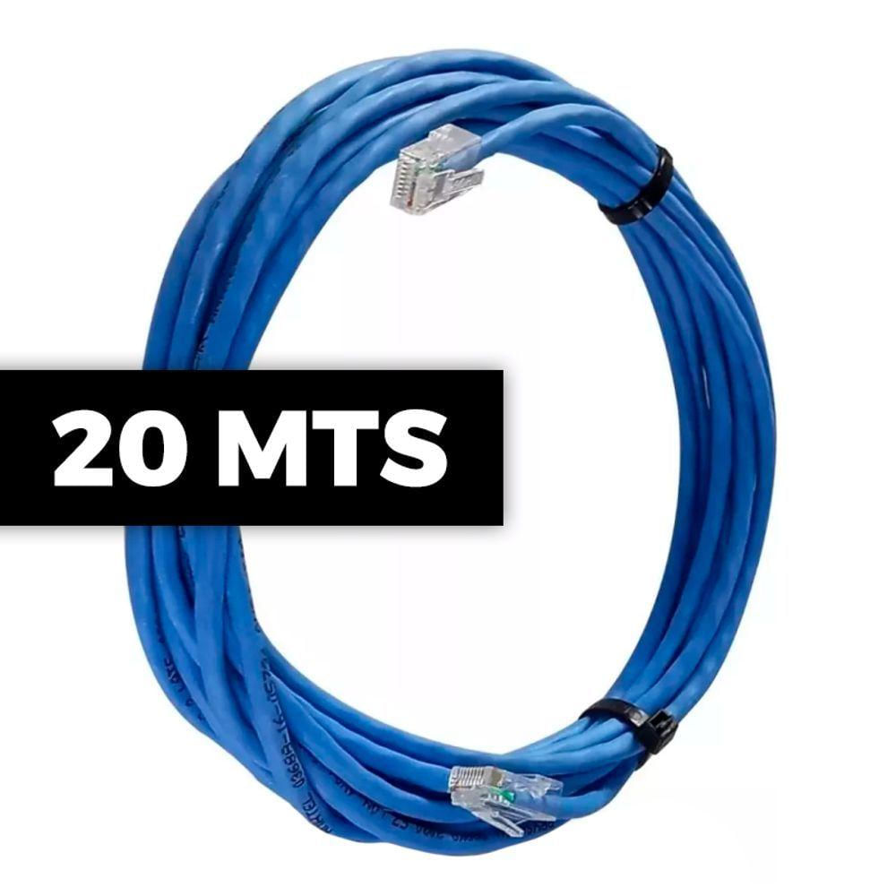 Cabo De Rede Cat 6 Mpt Interno 20 Metros U/utp 4p X 23awg | Azul Com Conectores