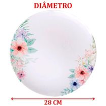 Kit Jogo De Prato Raso Jantar 6 Pessoas 6pçs Floratta 28cm