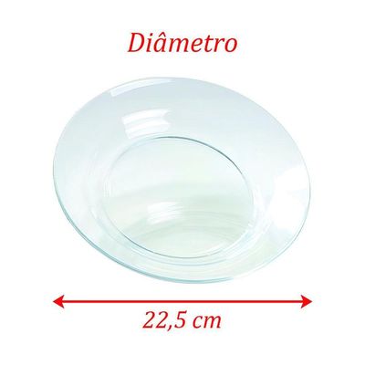 Kit Jogo Prato Fundo Sopa Transparente 6 Peças 22,5cm