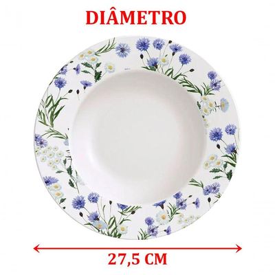 Kit Jogo Prato Raso Jantar 6pçs 6 Pessoas Ana Alice 27,5cm