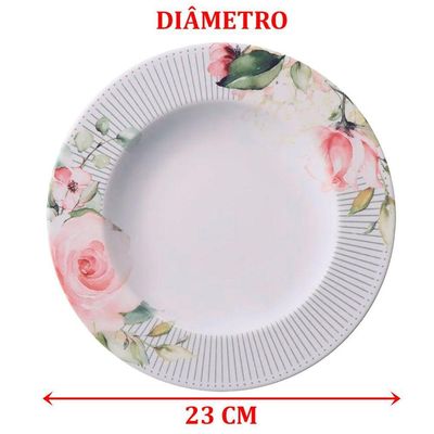 Kit Jogo Prato Fundo Sopa 2 Pçs 2 Pessoas Chá Ornatta 23cm