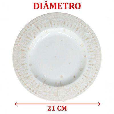 Jogo Prato Sobremesa Lanche 6 Pessoas 6pçs Capodanno 21cm