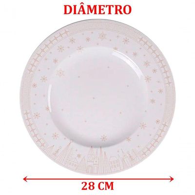 Kit Jogo Pratos Rasos Jantar 8pçs 8 Pessoas Capodanno 28cm