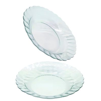 Kit Jogo Pratos Fundo Sopa Transparente 8 Peças 22,4cm