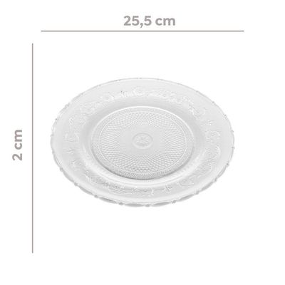 Jogo 6 Pratos Rasos De Jantar De Vidro Angel 25,5cm Lyor