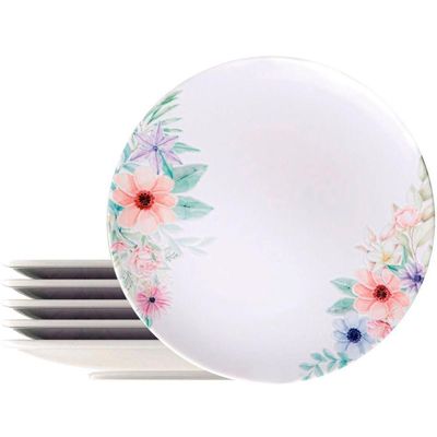 Kit Jogo De Prato Raso Jantar 8 Pessoas 8pçs Floratta 28cm